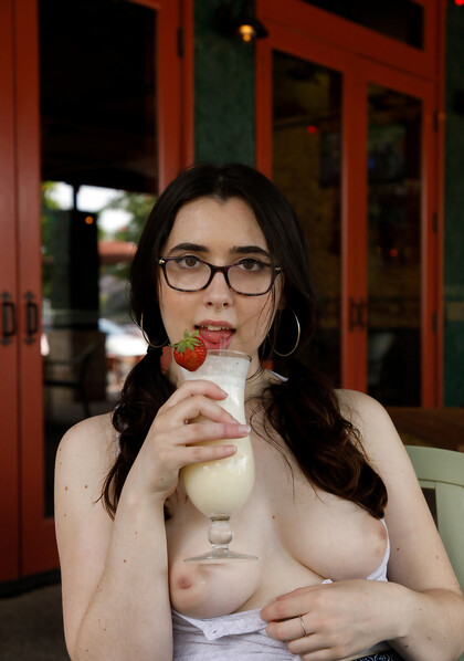 Nerdy Mexican babe Ophelia Palantine flashes her tits & strips in public